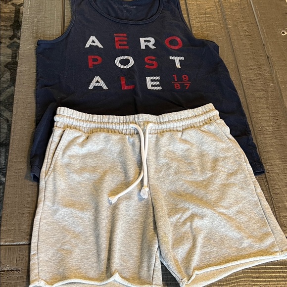Aeropostale Navy Top and Light Gray Shorts by H & M size M - Picture 1 of 7